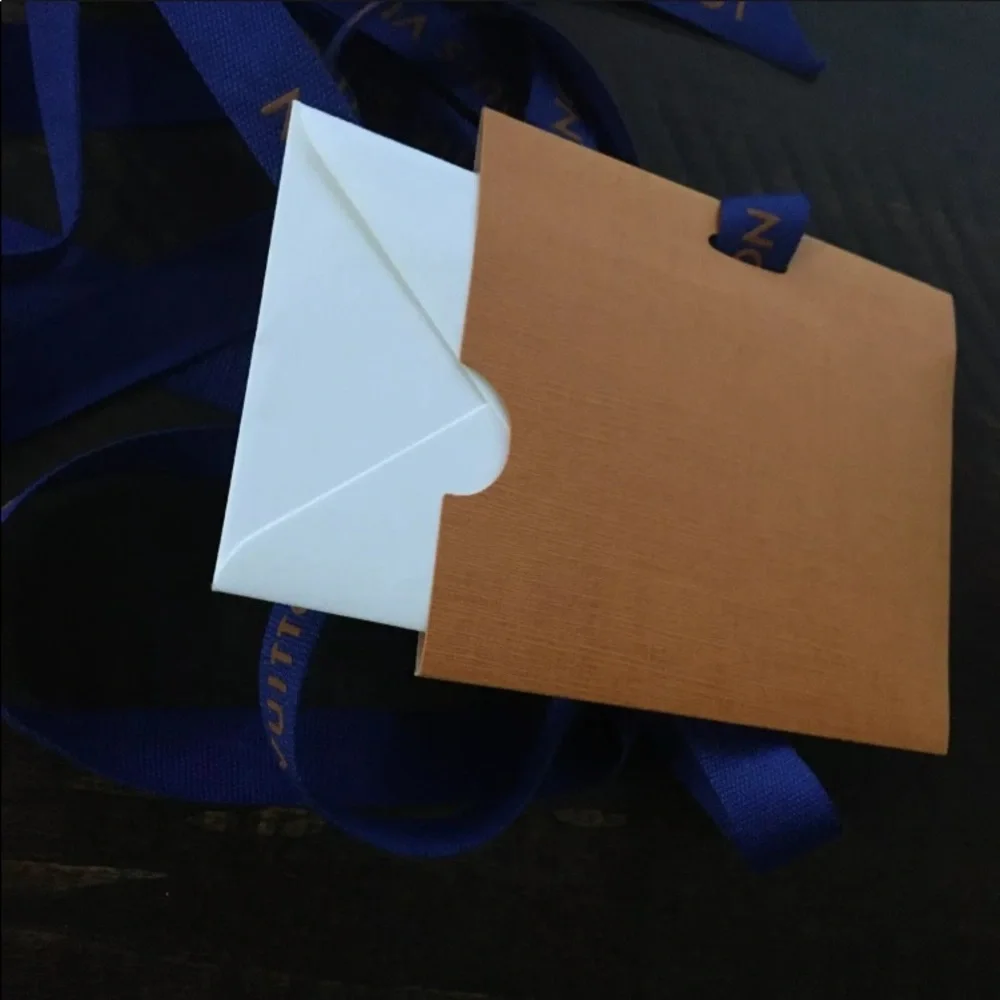 New LOUIS VUITTON CLASSIC Blank Mini Gift Card Tag with Blue Logo Ribbons - Picture 7 of 9